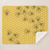 Couverture Sherpa Abeilles de miel jaune et peignes de miel (Devant (Horizontal))