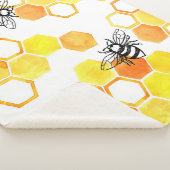 Couverture Sherpa Abeilles de miel : Motif d'aquarelle jaune (3/4)