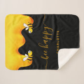 Couverture Sherpa Abeilles noires joyeux bosse abeilles doux miel mo (Devant (Horizontal))