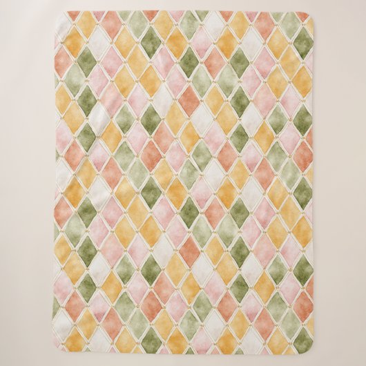 Couverture Sherpa Abricot Orange Vert Jaune Rosé (Devant)