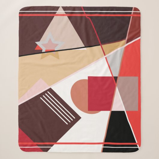 Couverture Sherpa Abstract geometric pattern, silk scarf shawl desi (Devant)