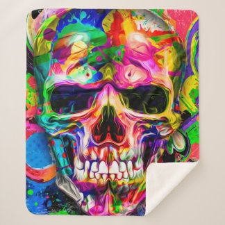 Couverture Sherpa abstrait arrière - plan coloré avec un crâne color