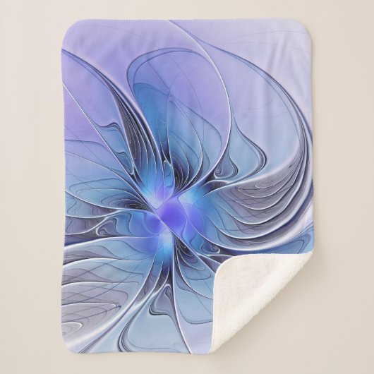 Couverture Sherpa Abstrait Art Fractal Lavande Bleu (Devant)