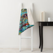 Couverture Sherpa Abstrait Artistic Retro Cool Waves Art Motif (En situation)