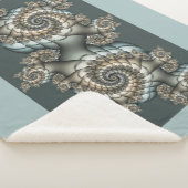 Couverture Sherpa Abstrait Beige clair Bleu Fractal Art Spirales (3/4)