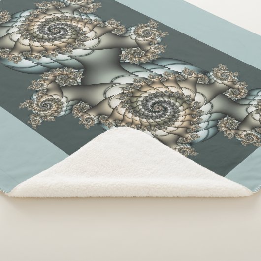 Couverture Sherpa Abstrait Beige clair Bleu Fractal Art Spirales (3/4)