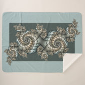 Couverture Sherpa Abstrait Beige clair Bleu Fractal Art Spirales (Devant (Horizontal))