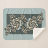 Couverture Sherpa Abstrait Beige clair Bleu Fractal Art Spirales (Devant (Horizontal))