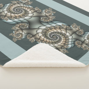 Couverture Sherpa Abstrait Beige clair Bleu Fractal Art Spirales