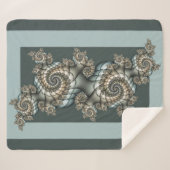 Couverture Sherpa Abstrait Beige clair Bleu Fractal Art Spirales (Devant (Horizontal))