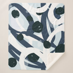 Couverture Sherpa Abstrait bleu et marine brushstrokies peinture ill