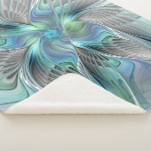 Couverture Sherpa Abstrait Bleu Vert Papillon Imaginaire Fractal Art (3/4)