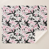 Couverture Sherpa Abstrait, Noir et Rose, Jeune, Throw Pill moderne (Devant (Horizontal))