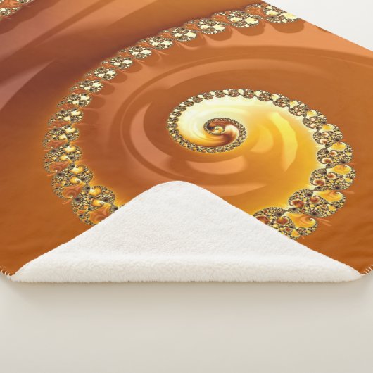 Couverture Sherpa Abstrait or Orange Dégradé Spiral Fractal (3/4)