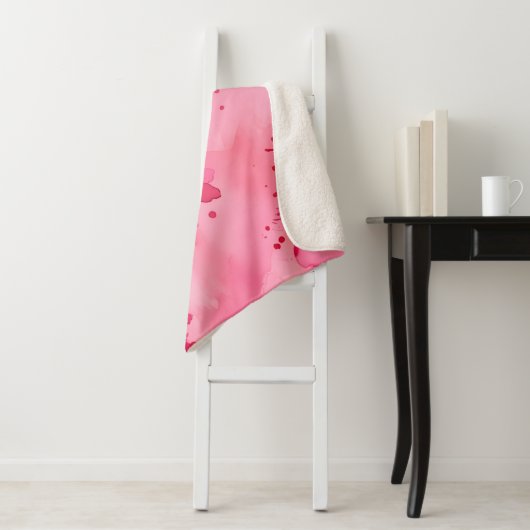Couverture Sherpa Abstrait rose sur rose (En situation)