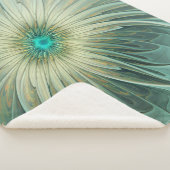 Couverture Sherpa Abstrait Sage Green Imaginaire Fleur Fractal Art (3/4)