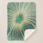 Couverture Sherpa Abstrait Sage Green Imaginaire Fleur Fractal Art (Devant)