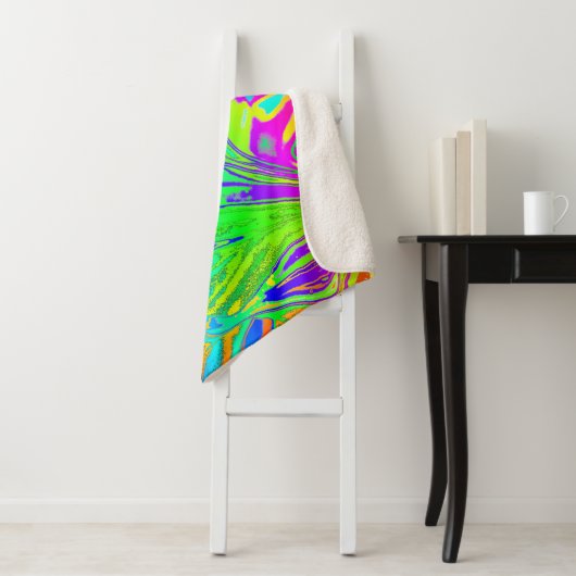 Couverture Sherpa Abstrait Splashing Rainbow Liquid (En situation)