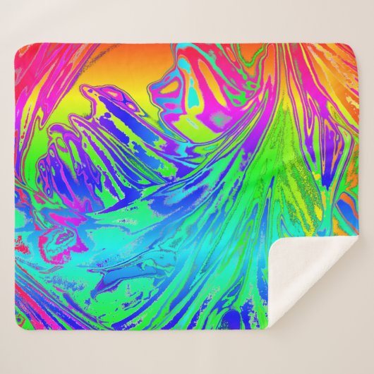Couverture Sherpa Abstrait Splashing Rainbow Liquid (Devant (Horizontal))