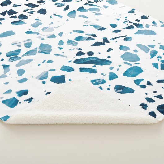 Couverture Sherpa Abstrait Terrazzo Mosaic Marine et Motif bleu clai (3/4)