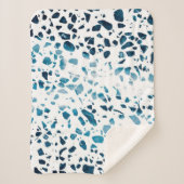 Couverture Sherpa Abstrait Terrazzo Mosaic Marine et Motif bleu clai (Devant)