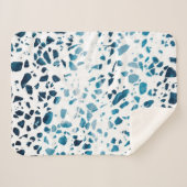 Couverture Sherpa Abstrait Terrazzo Mosaic Marine et Motif bleu clai (Devant (Horizontal))