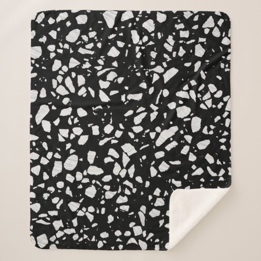 Couverture Sherpa Abstrait Terrazzo Mosaic Motif noir et blanc (Devant)
