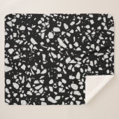 Couverture Sherpa Abstrait Terrazzo Mosaic Motif noir et blanc (Devant (Horizontal))