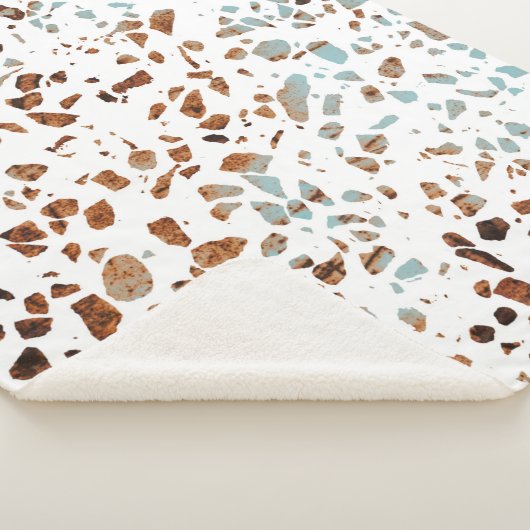 Couverture Sherpa Abstrait Terrazzo Mosaic rouille Brown & Motif ble (3/4)