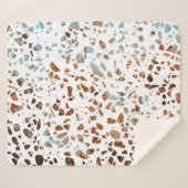 Couverture Sherpa Abstrait Terrazzo Mosaic rouille Brown & Motif ble (Devant (Horizontal))