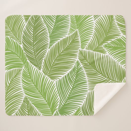 Couverture Sherpa Abstrait vert fleuri, arrière - plan sans soudure. (Devant (Horizontal))