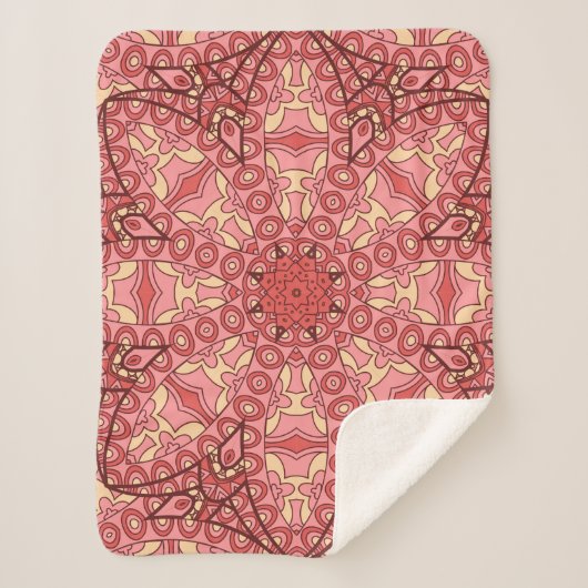 Couverture Sherpa Abstraite fleur mandala ethnique sans couture moti (Devant)