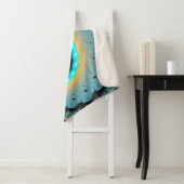 Couverture Sherpa Abstraite spirale d'art fractal bleu turquoise ora (En situation)