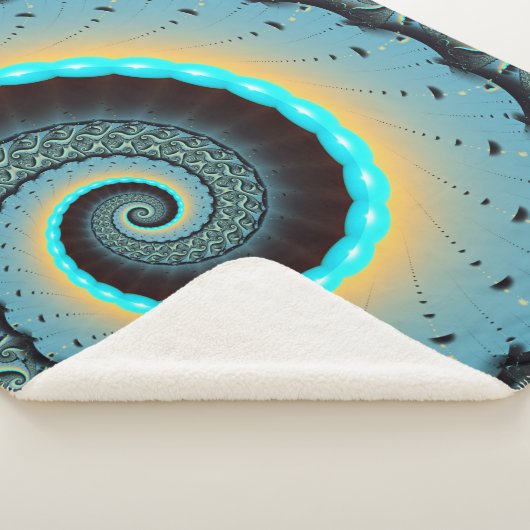 Couverture Sherpa Abstraite spirale d'art fractal bleu turquoise ora (3/4)