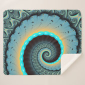 Couverture Sherpa Abstraite spirale d'art fractal bleu turquoise ora (Devant (Horizontal))