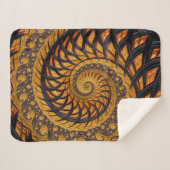 Couverture Sherpa Abstraite spirale noire et or Fractale (Devant (Horizontal))