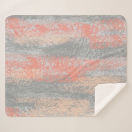 Couverture Sherpa Abstraite teintes molles Corail Peach Grey (Devant (Horizontal))