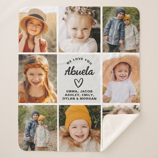 Couverture Sherpa Abuela We Lots Hearts Modern Photo Collage (Devant)