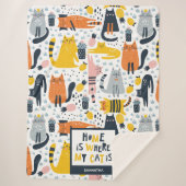 Couverture Sherpa Accueil est là où mon chat est Motif Nom monogramm (Devant)