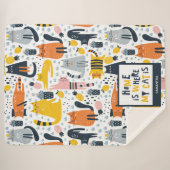 Couverture Sherpa Accueil est là où mon chat est Motif Nom monogramm (Devant (Horizontal))