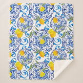 Couverture Sherpa Acitrus d'été, boho, bohème, floral méditerranéen  (Devant)