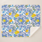 Couverture Sherpa Acitrus d'été, boho, bohème, floral méditerranéen  (Devant (Horizontal))