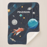 Couverture Sherpa Activité planétaire spatiale personnalisée Galaxie<br><div class="desc">Cute espace extra sherpa couverture vous pouvez ajouter un nom pour le rendre personnel. Regardez les autres objets de cette collection ci-dessous comme l'oreiller à lancer pour correspondre à cette couverture cool. Ajoutez le nom en cliquant sur le lien "Personnaliser" ci-dessus</div>
