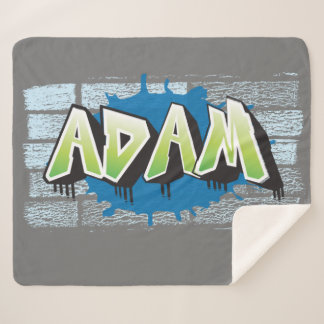 Couverture Sherpa Adam Votre Nom Graffiti Brick Wall Stylisé