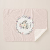 Couverture Sherpa Adorable agneau bébé fille avec nom de l'enfant (Devant (Horizontal))