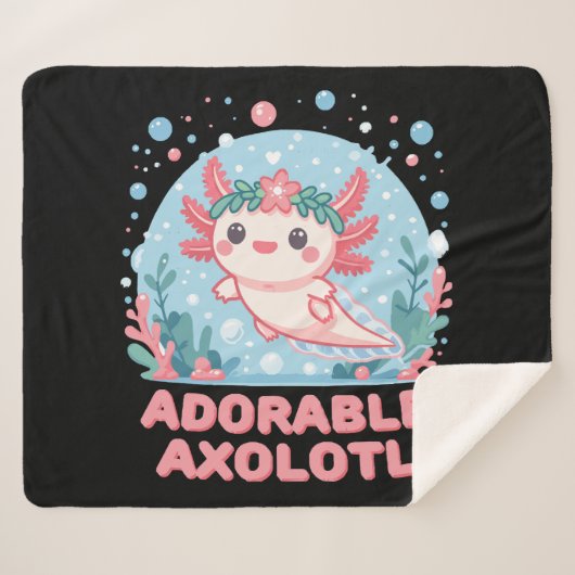 Couverture Sherpa Adorable Axolotl Cutesse aquatique (Devant (Horizontal))