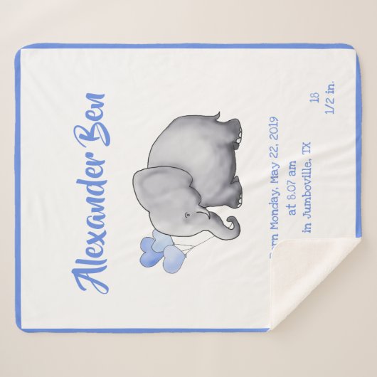 Couverture Sherpa Adorable bébé bleu natalité Statistiques Nursery E (Devant (Horizontal))