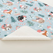 Couverture Sherpa Adorable Bois Noël Animal Visages Motif (3/4)