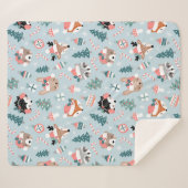 Couverture Sherpa Adorable Bois Noël Animal Visages Motif (Devant (Horizontal))