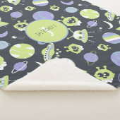 Couverture Sherpa Adorable Green Aliens Space Ships UFO Kids (3/4)